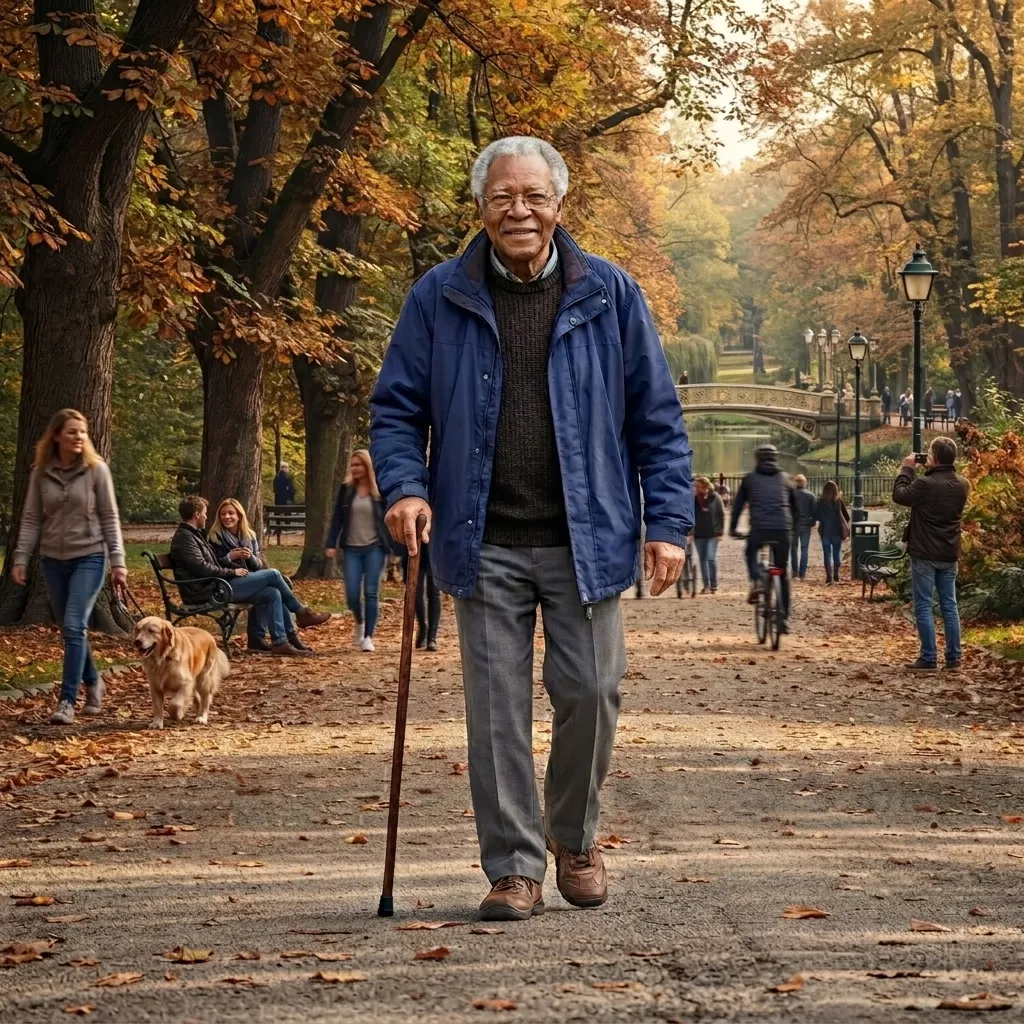 senior man with a cane