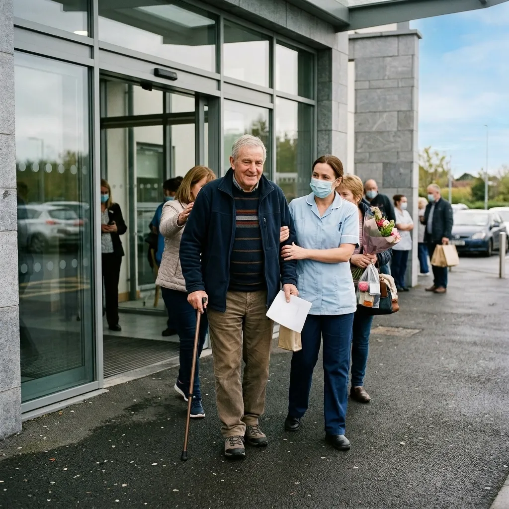 senior going out hospital